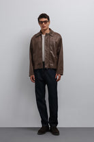 Antioch-Antioch Kahve Relax Fit Suni Deri Erkek Mont-Mont-3-Milagron.com