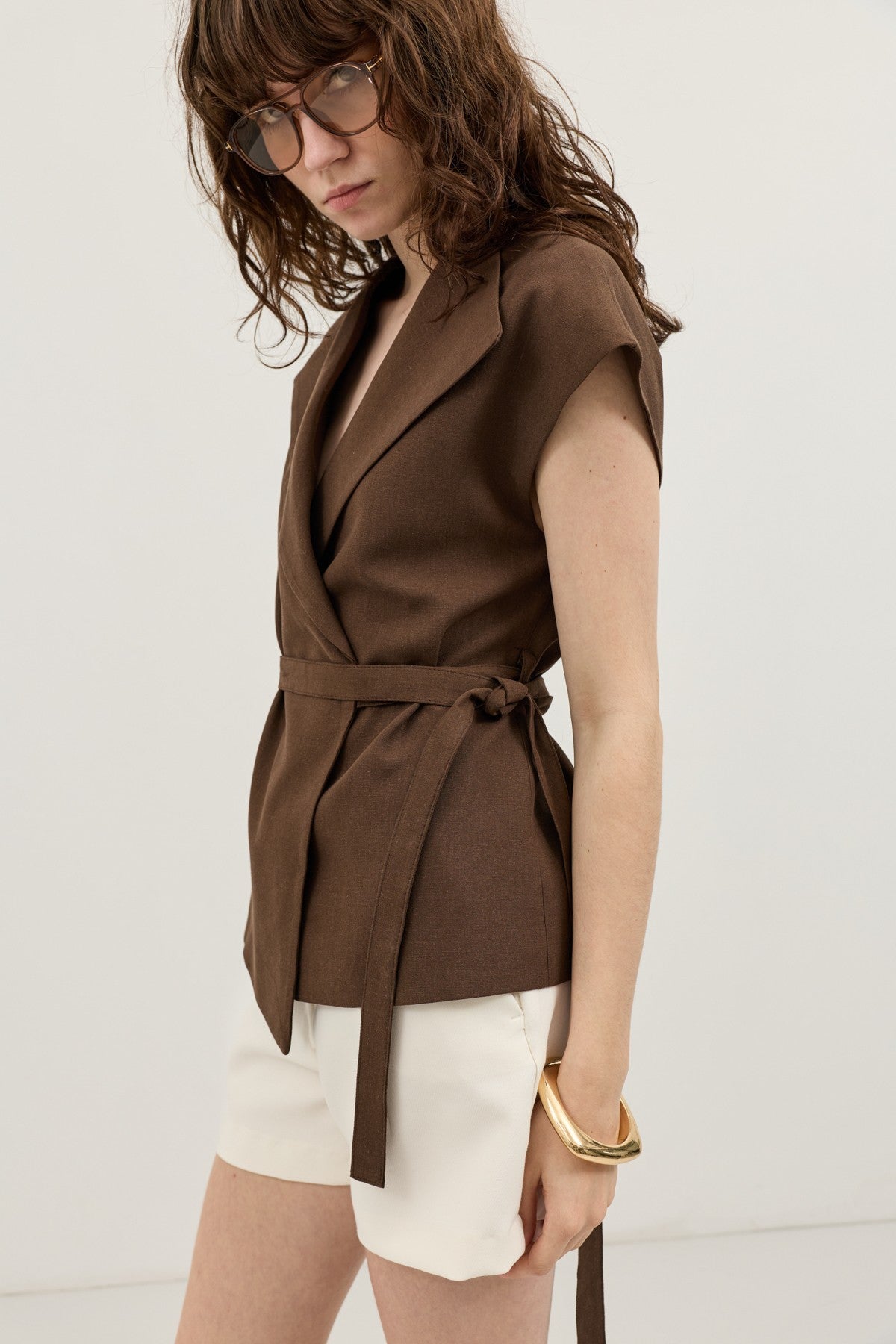 Antioch Keten Karışımlı Kuşaklı Kadın Yelek