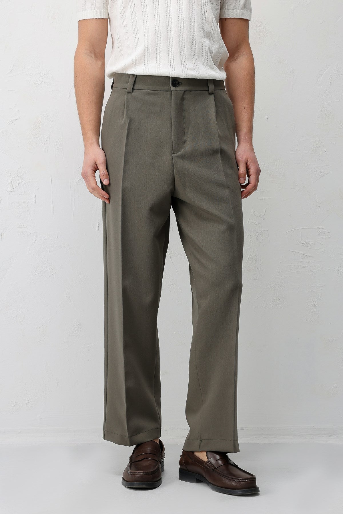 Antioch Koyu Haki Relax Fit Baggy Pilili Erkek Pantolon