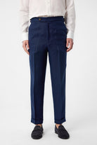 Antioch-Antioch Lacivert 100% Keten İtalyan Kesim Erkek Pantolon-Kumaş Pantolon-1-Milagron.com