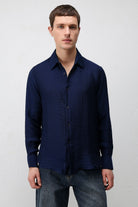 Antioch Lacivert Crinkled Relax Fit Erkek Gömlek
