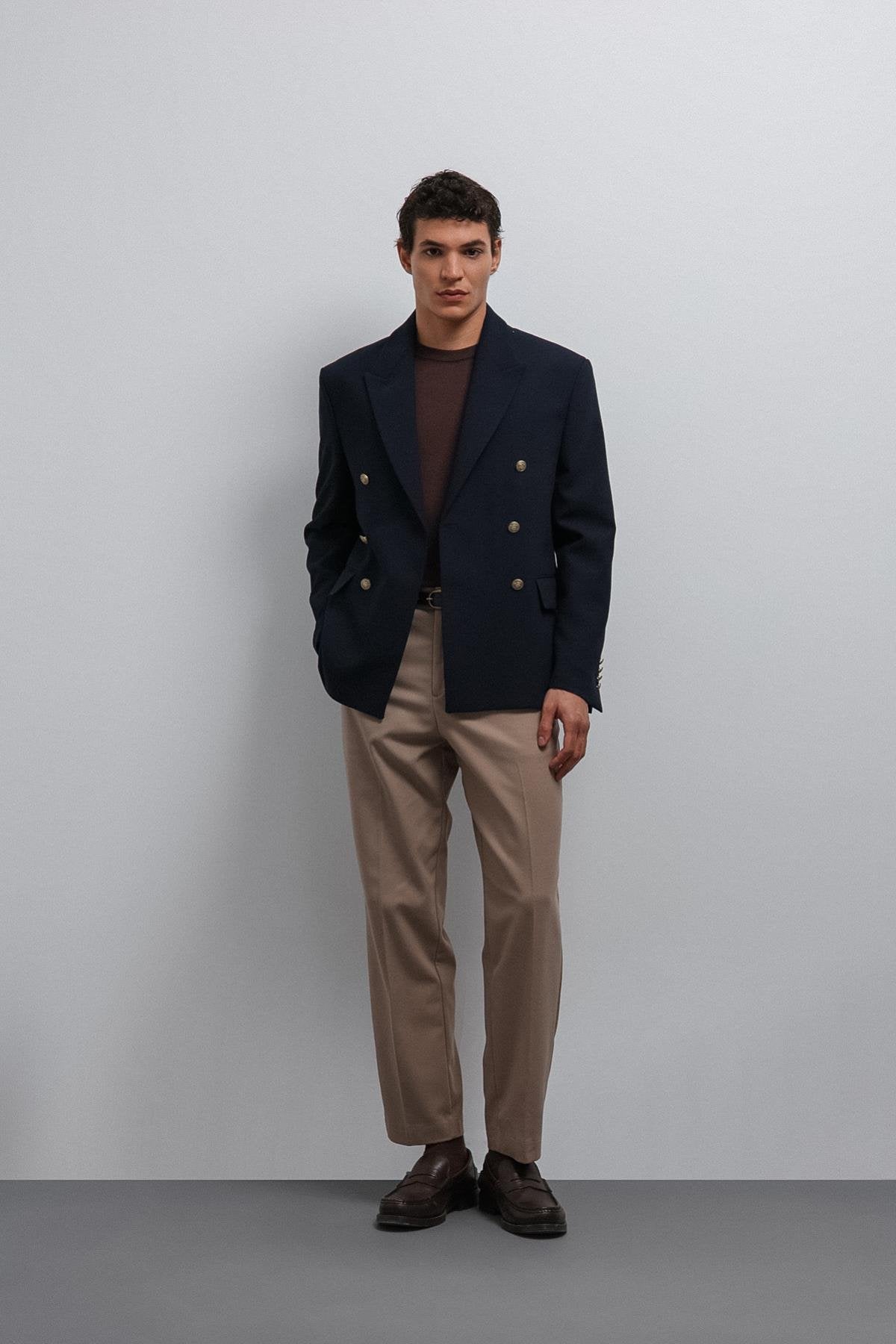 Antioch-Antioch Lacivert Kruvaze Erkek Blazer Ceket-Blazer Ceket-2-Milagron.com