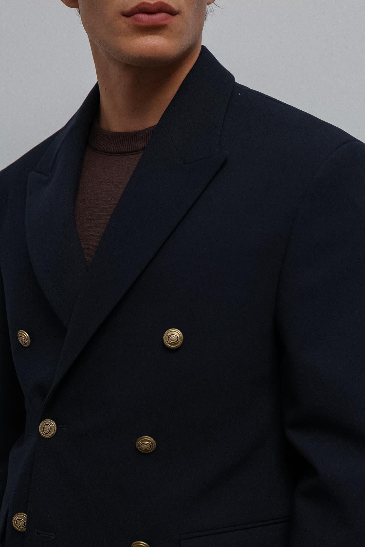 Antioch-Antioch Lacivert Kruvaze Erkek Blazer Ceket-Blazer Ceket-3-Milagron.com