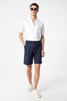 Antioch-Antioch Lacivert Yüksek Bel Pileli Erkek şort-Şort-2-Milagron.com