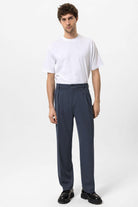 Antioch-Antioch Lacivert Yüksek Bel Pileli Rahat Kalıp Erkek Pantolon-Kumaş Pantolon-2-Milagron.com