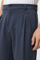 Antioch-Antioch Lacivert Yüksek Bel Pileli Rahat Kalıp Erkek Pantolon-Kumaş Pantolon-4-Milagron.com