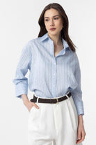 Antioch-Antioch Mavi Çizgili Kadın Gömlek-Gömlek-2-Milagron.com