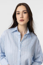 Antioch-Antioch Mavi Çizgili Kadın Gömlek-Gömlek-4-Milagron.com