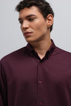 Antioch-Antioch Mürdüm Düğmeli Yaka Relax Fit Erkek Gömlek-Gömlek-5-Milagron.com