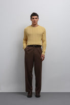 Antioch-Antioch Sarı 100% Pamuk Fitilli Erkek Kazak-Kazak-2-Milagron.com