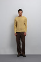 Antioch-Antioch Sarı 100% Pamuk Fitilli Erkek Kazak-Kazak-4-Milagron.com