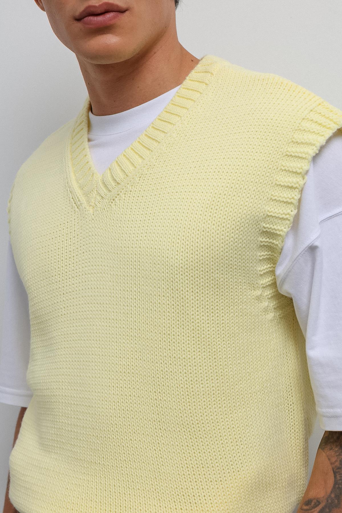 Antioch-Antioch Sarı örgü Erkek Triko Yelek-Yelek-5-Milagron.com