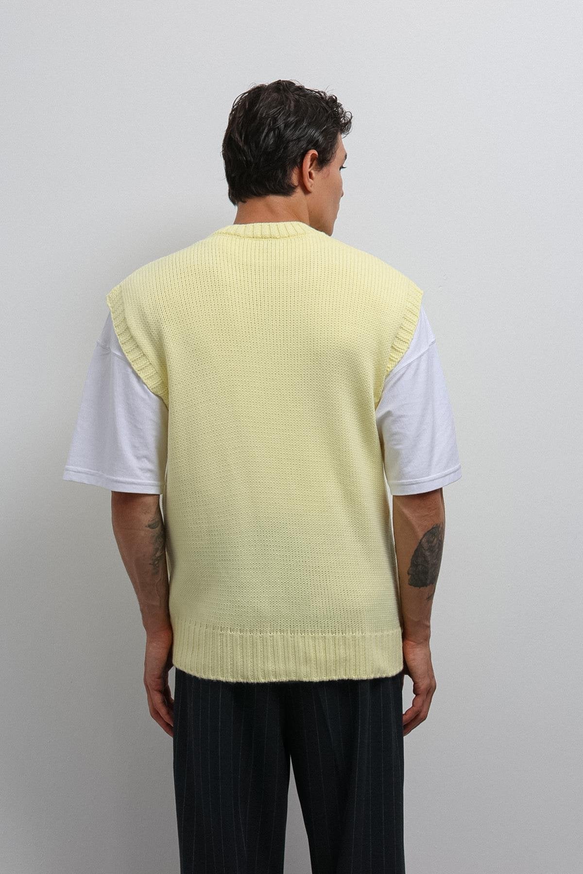Antioch-Antioch Sarı örgü Erkek Triko Yelek-Yelek-6-Milagron.com