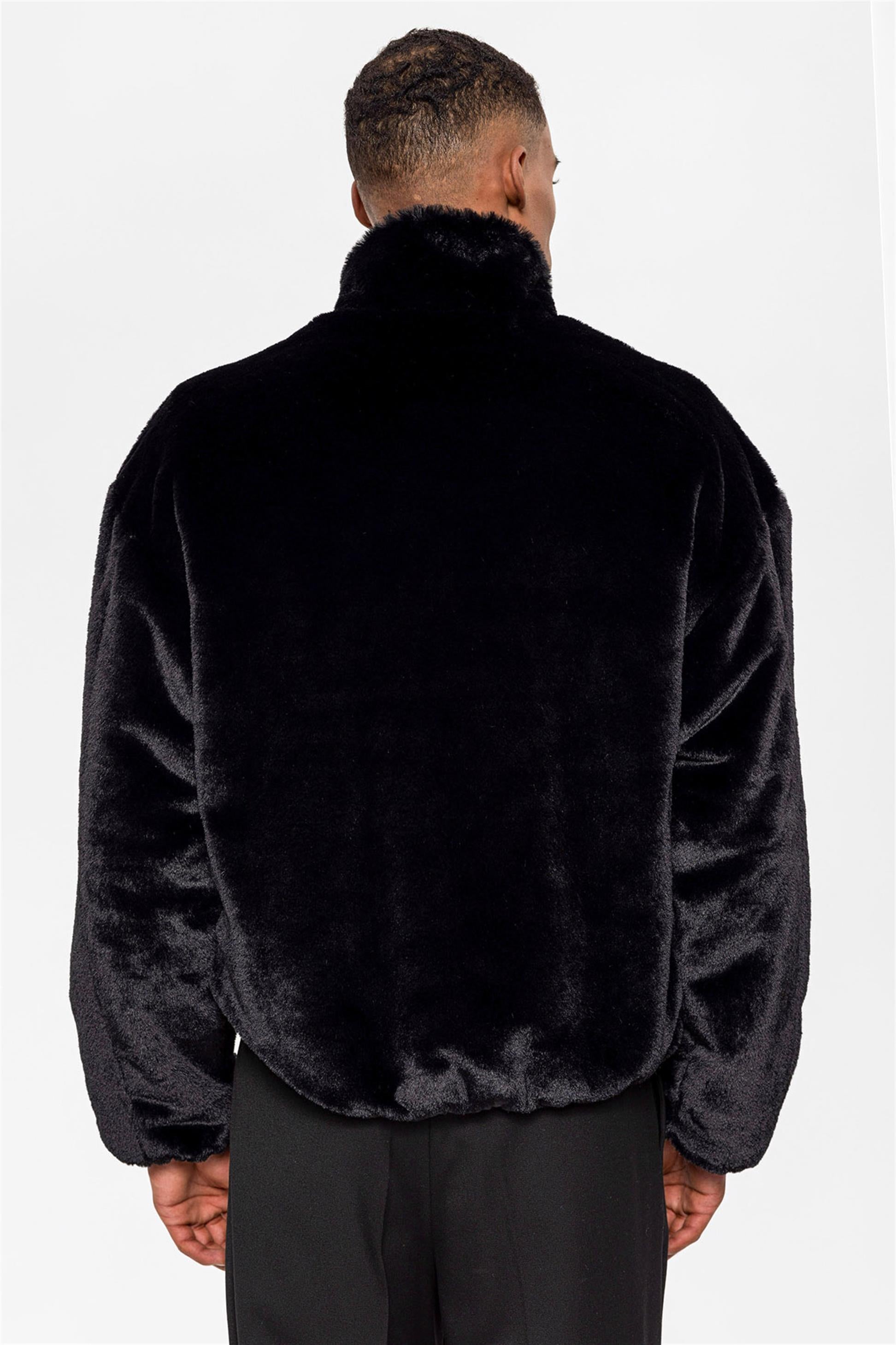 Antioch-Antioch Siyah Erkek Dik Yaka Suni Kürk Mont-Mont-6-Milagron.com