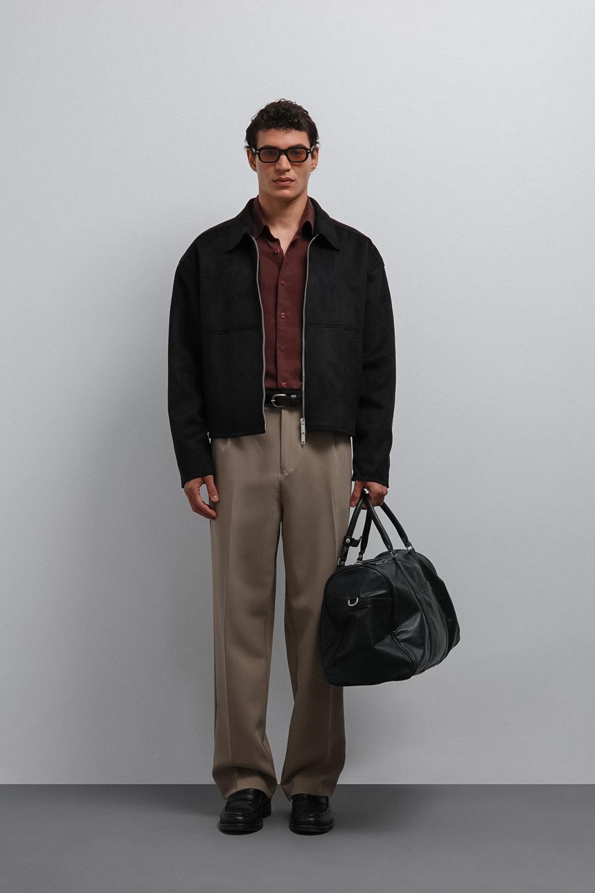 Antioch-Antioch Siyah Fermuarlı Suni Süet Erkek Mont-Mont-3-Milagron.com