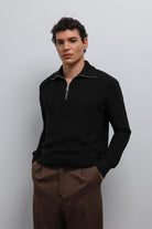 Antioch-Antioch Siyah Fermuarlı Triko Erkek Kazak-Kazak-1-Milagron.com