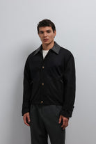 Antioch-Antioch Siyah Kontrast Yaka Teknik Erkek Mont-Mont-1-Milagron.com