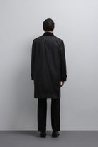 Antioch-Antioch Siyah Kontrast Yaka Teknik Erkek Trençkot-Trençkot-7-Milagron.com