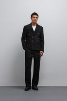 Antioch-Antioch Siyah Kruvaze Erkek Blazer Ceket-Blazer Ceket-3-Milagron.com