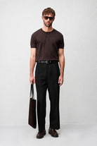 Antioch Siyah Pileli Relaxed Fit Erkek Pantolon