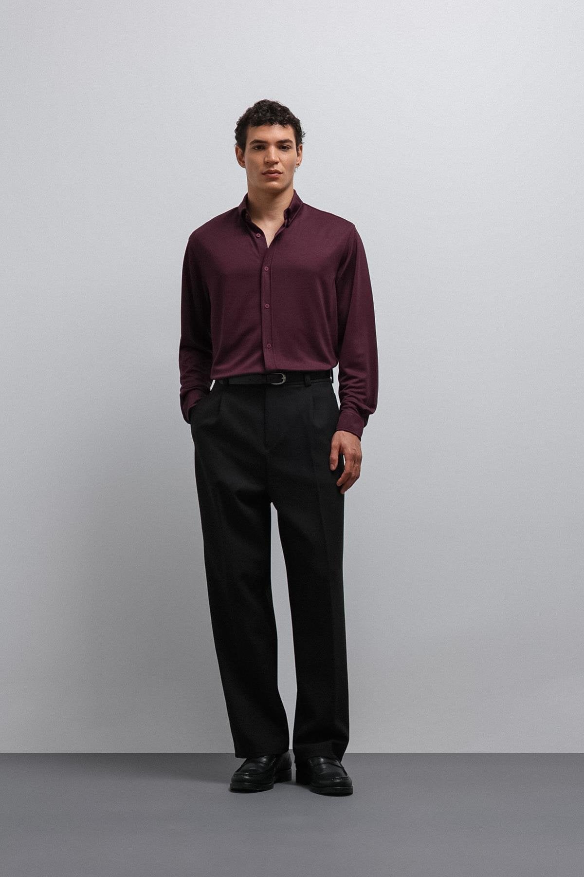 Antioch-Antioch Siyah Relax Fit Baggy Pilili Erkek Pantolon-Kumaş Pantolon-2-Milagron.com