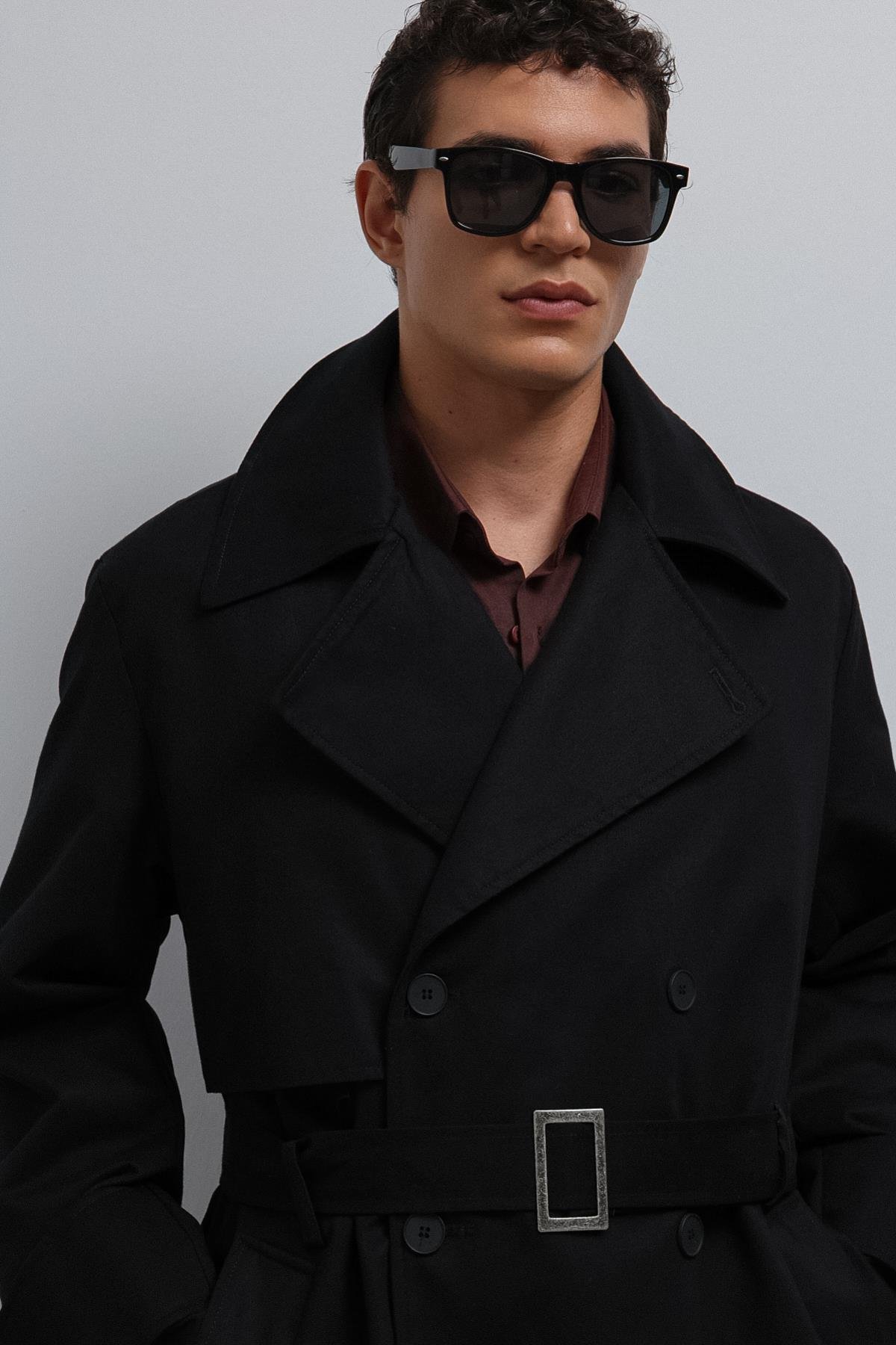 Antioch-Antioch Siyah Relax Fit Erkek Trençkot-Trençkot-4-Milagron.com