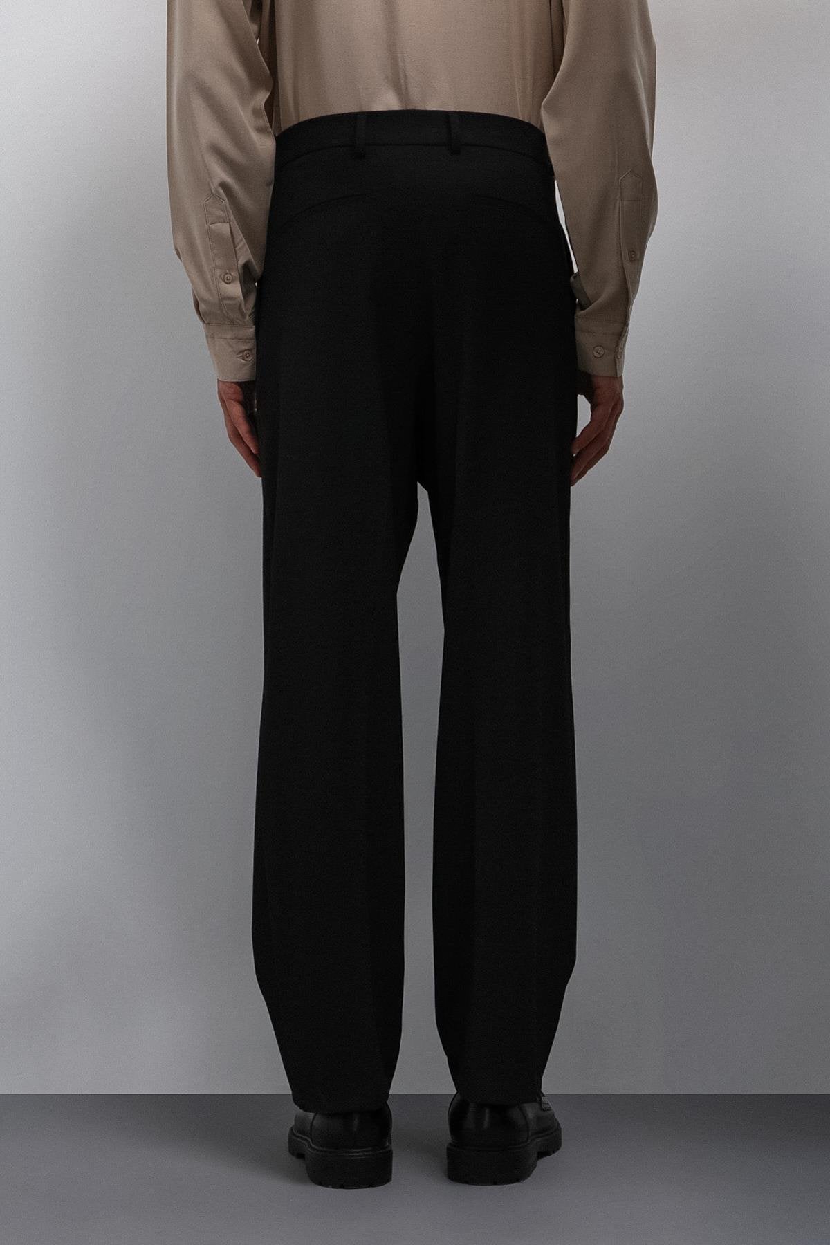 Antioch-Antioch Siyah Relax Fit Pilili Erkek Pantolon-Kumaş Pantolon-6-Milagron.com