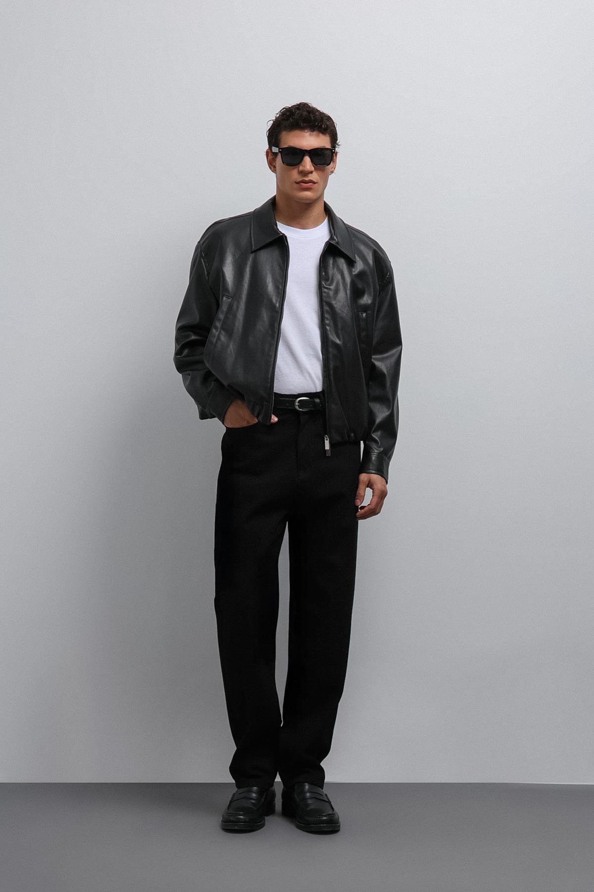 Antioch-Antioch Siyah Suni Deri Bomber Erkek Mont-Mont-5-Milagron.com