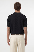 Antioch Siyah Zigzag Desenli Polo Yaka Triko Erkek T-Shirt