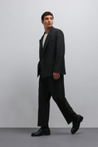 Antioch-Antioch Siyah çizgili Kruvaze Erkek Blazer Ceket-Blazer Ceket-4-Milagron.com