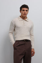 Antioch-Antioch Taş Düğmeli Yaka Erkek Kazak-Kazak-1-Milagron.com