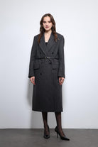 Antioch-Antrasit Balıksırtı Desenli Kemerli Kaban-Kaban-4-Milagron.com