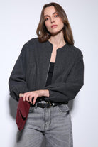 Antioch-Antrasit Bel Lastikli Crop Kadın Mont-Mont-2-Milagron.com