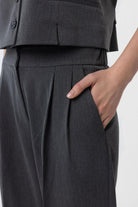 Antioch-Antrasit Duble Paça Pensli Kadın Pantolon-Kumaş Pantolon-3-Milagron.com