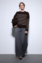 Antioch-Antioch Antrasit Geniş Paça Kadın Pantolon-Kumaş Pantolon-1-Milagron.com