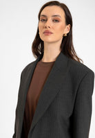 Antioch-Antrasit Kadın İnce Çizgili Crop Blazer Ceket-Ceket-5-Milagron.com
