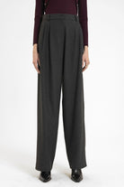 Antioch-Antrasit Kadın Yüksek Bel Pens Detaylı Straight Fit Pantolon-Kumaş Pantolon-1-Milagron.com