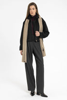 Antioch-Antrasit Kadın Yüksek Bel Pens Detaylı Straight Fit Pantolon-Kumaş Pantolon-5-Milagron.com