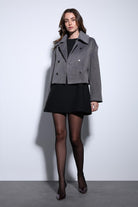 Antioch-Antioch Antrasit Kruvaze Kadın Kısa Kaban-Kaban-2-Milagron.com