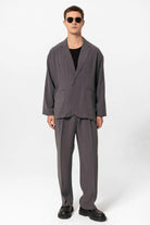 Antioch-Antrasit Oversize Astarsız Erkek Blazer Ceket-Blazer Ceket-5-Milagron.com