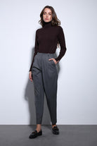 Antioch-Antrasit Pensli Kadın Pantolon-Kumaş Pantolon-1-Milagron.com