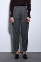 Antioch-Antrasit Pensli Kadın Pantolon-Kumaş Pantolon-2-Milagron.com