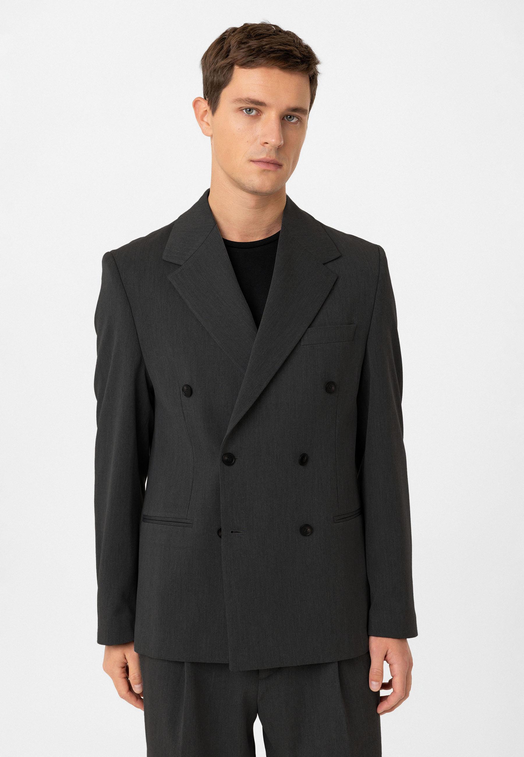 Antioch-Antrasit Relax Fit Kruvaze Erkek Blazer Ceket-Blazer Ceket-3-Milagron.com