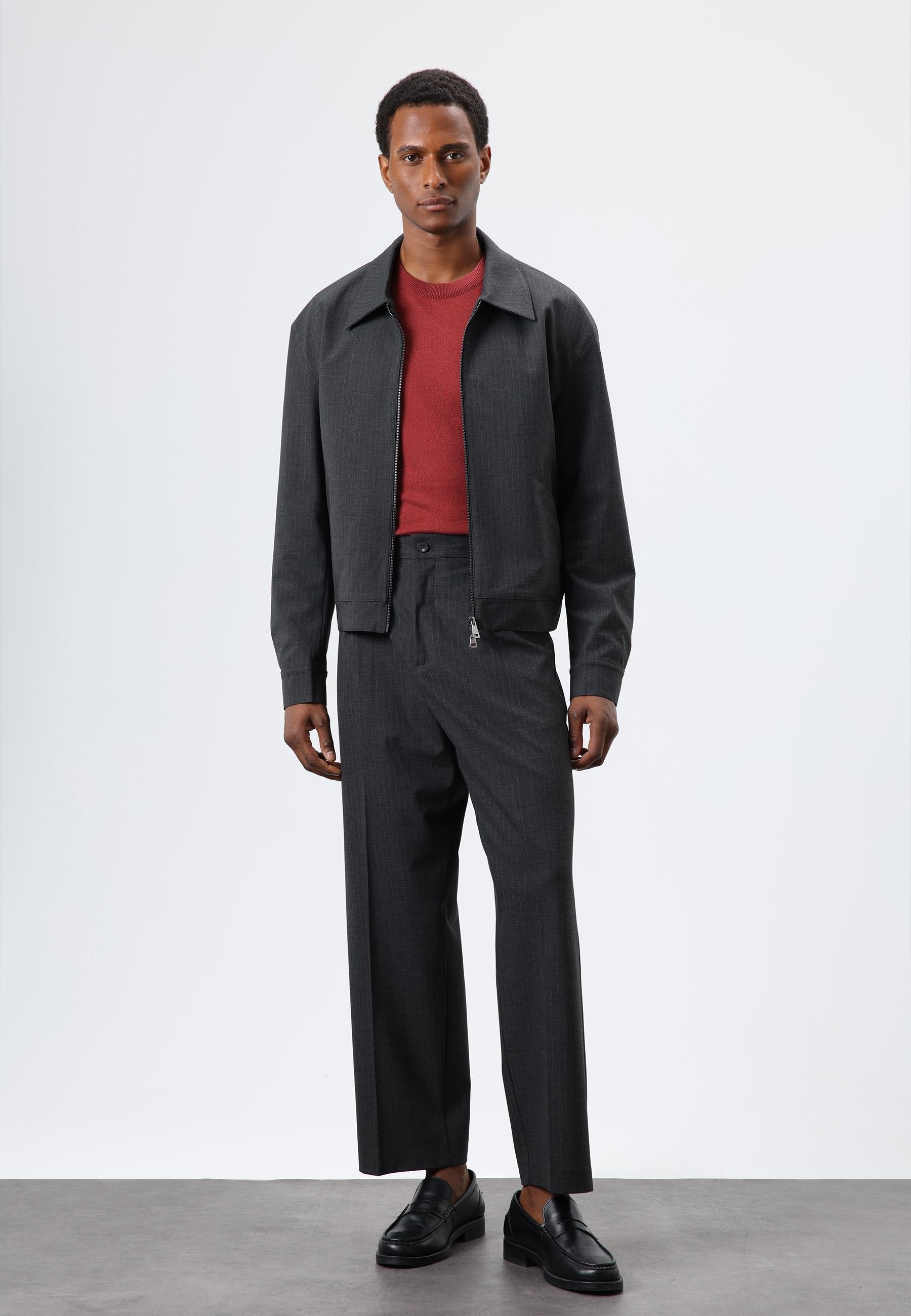 Antioch-Antrasit Relax Fit çizgili Erkek Pantolon-Kumaş Pantolon-1-Milagron.com