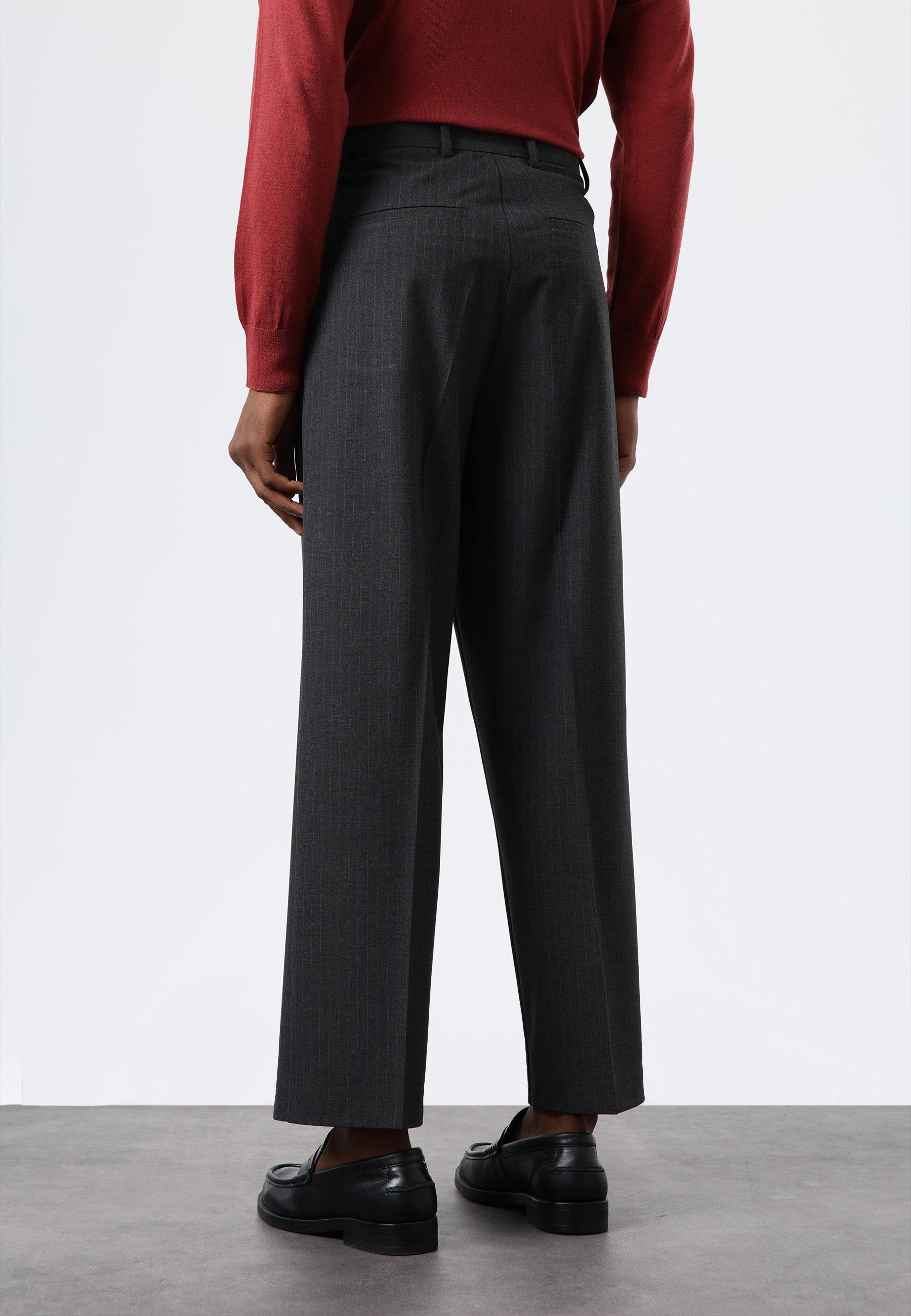 Antioch-Antrasit Relax Fit çizgili Erkek Pantolon-Kumaş Pantolon-6-Milagron.com