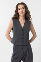 Antioch-Antrasit Yırtmaçlı Kadın Yelek-Yelek-1-Milagron.com