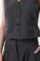 Antioch-Antrasit Yırtmaçlı Kadın Yelek-Yelek-3-Milagron.com