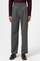 Antioch-Antrasit Yüksek Bel Pileli Rahat Kalıp Erkek Pantolon-Kumaş Pantolon-1-Milagron.com