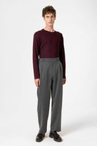 Antioch-Antrasit Yüksek Bel Pileli Rahat Kalıp Erkek Pantolon-Kumaş Pantolon-2-Milagron.com