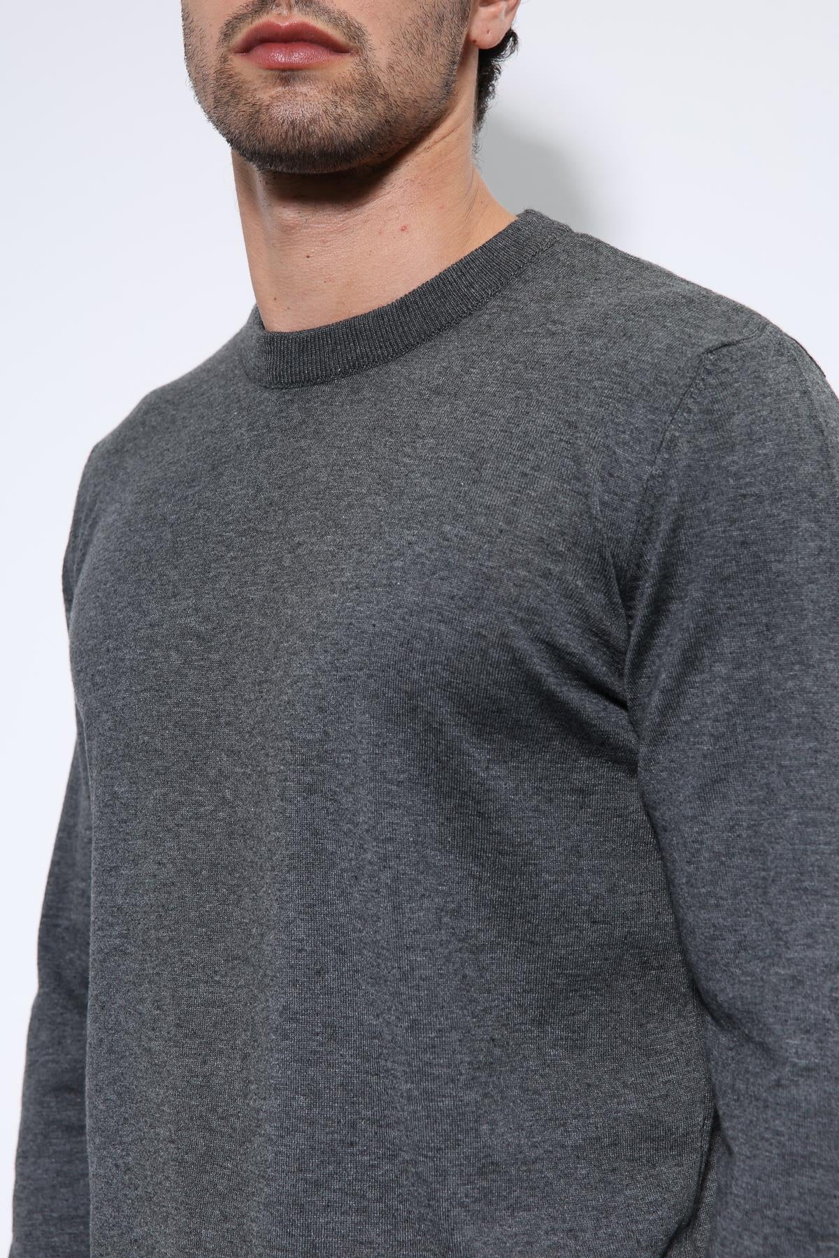 Antioch-Antrasit Yumuşak Dokulu Basic Erkek Kazak-Kazak-5-Milagron.com